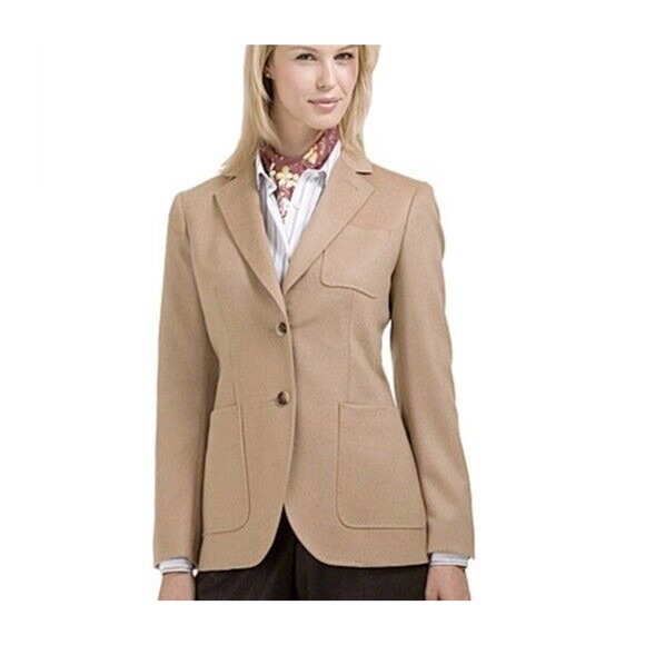 Brooks Brothers Camel Hair Boyfriend Blazer Jacket Italian Tan Women's 8 H14486 - Picture 12 of 12